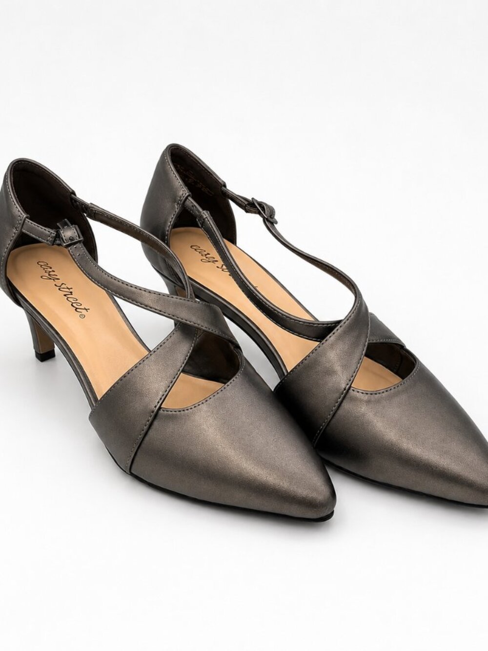 NWOT Easy Street Bronze Metallic Slingback Heels Size 8W Wide Width